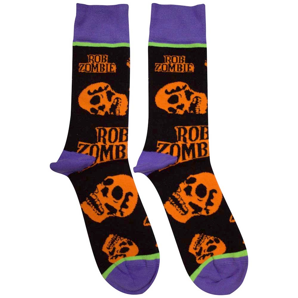 Rob Zombie - Orange Skulls Sokken - Zwart/Multicolours
